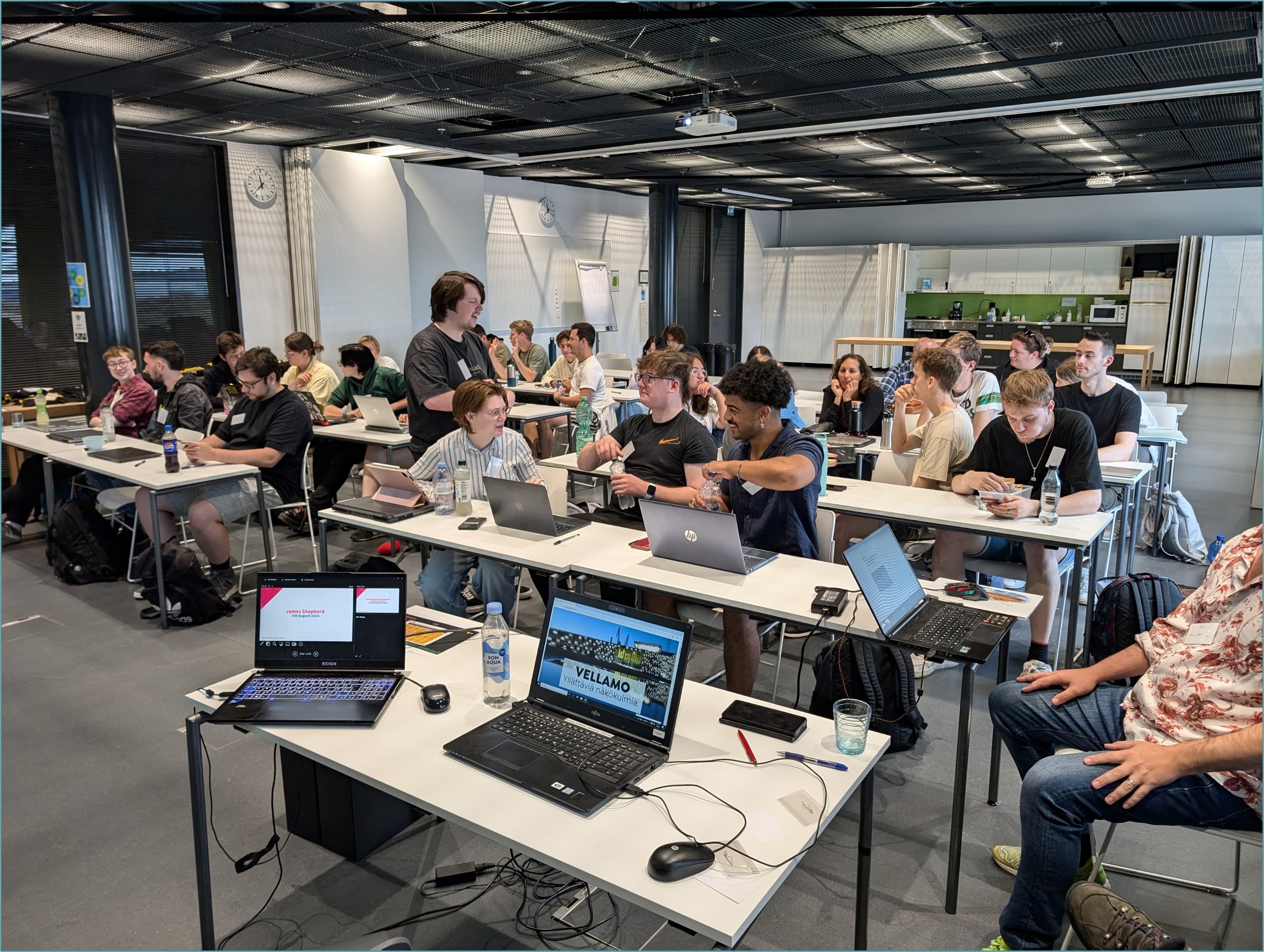 Students participating in the XAMK game creation summer school